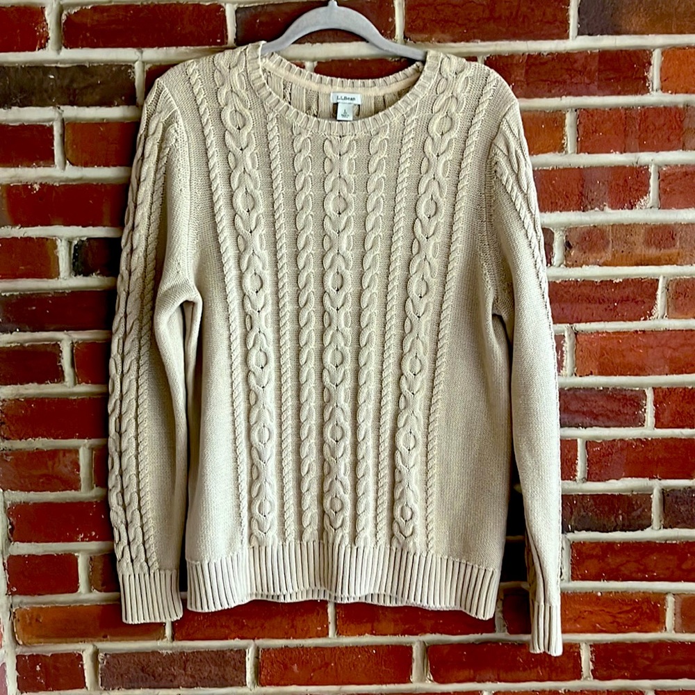 LL Beans Women’s Cable Sweater, Crewneck